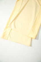 Yellow Cream Eyelet Embroidered Lace Patchwork Cropped Pullover Drawstring Pants Set