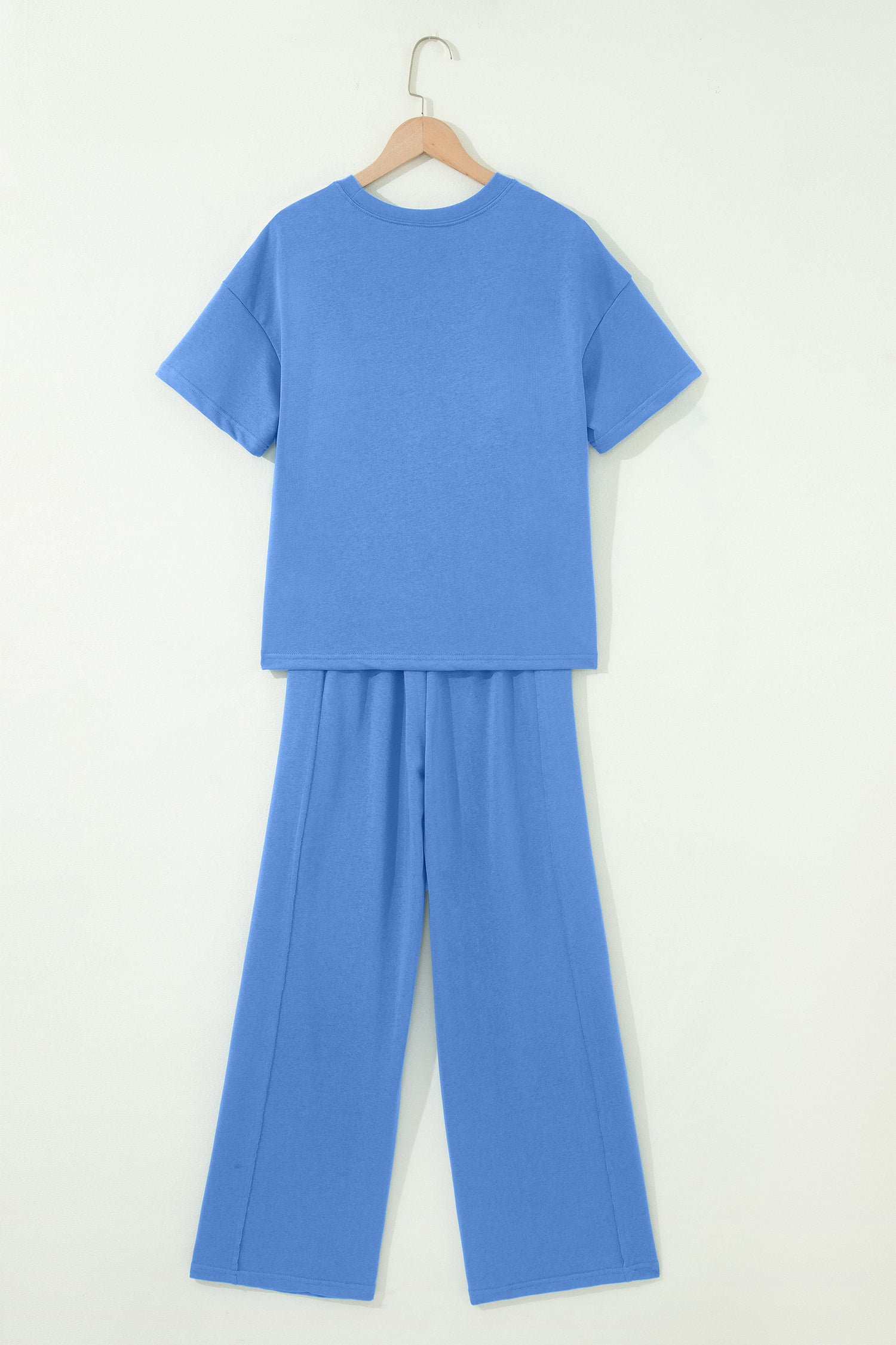 Sachet Pink Solid Cover Oversize Tee Pocketed Casual Pants 2pcs Outfit