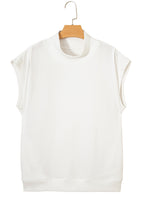 Black Solid Color High Neck Cap Sleeve Loose Top
