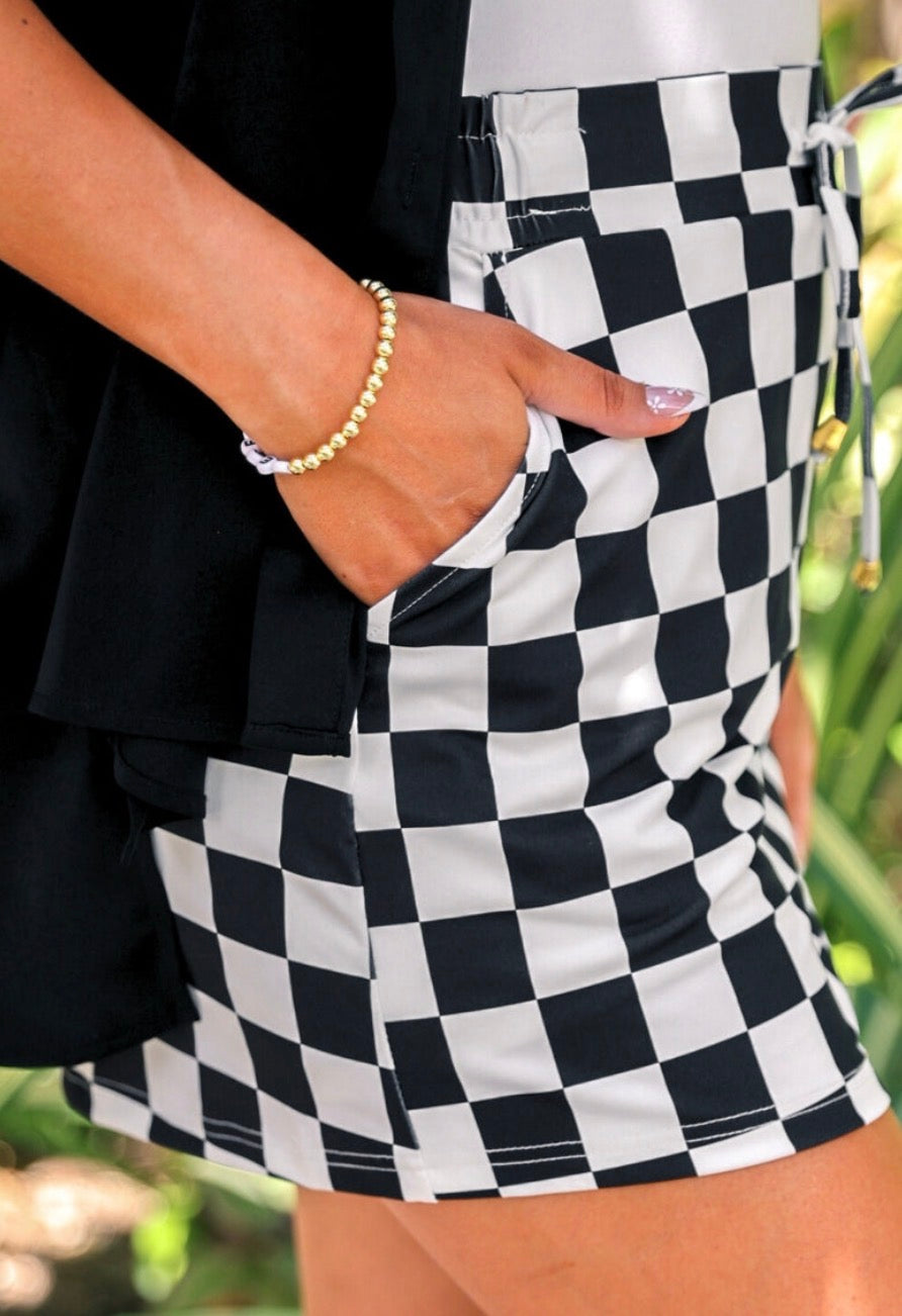 Checkerboard Checkered Skort