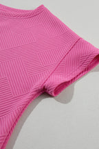 Solid Textured Drawstring Shorts Set