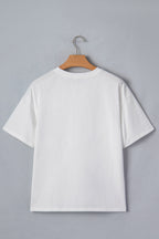 Sail Blue Color Block Chest Pocket Patched Casual Short Sleeve Top
