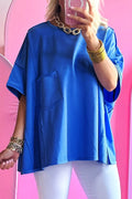 Patched Pocket Exposed Seam Oversize T-shirt