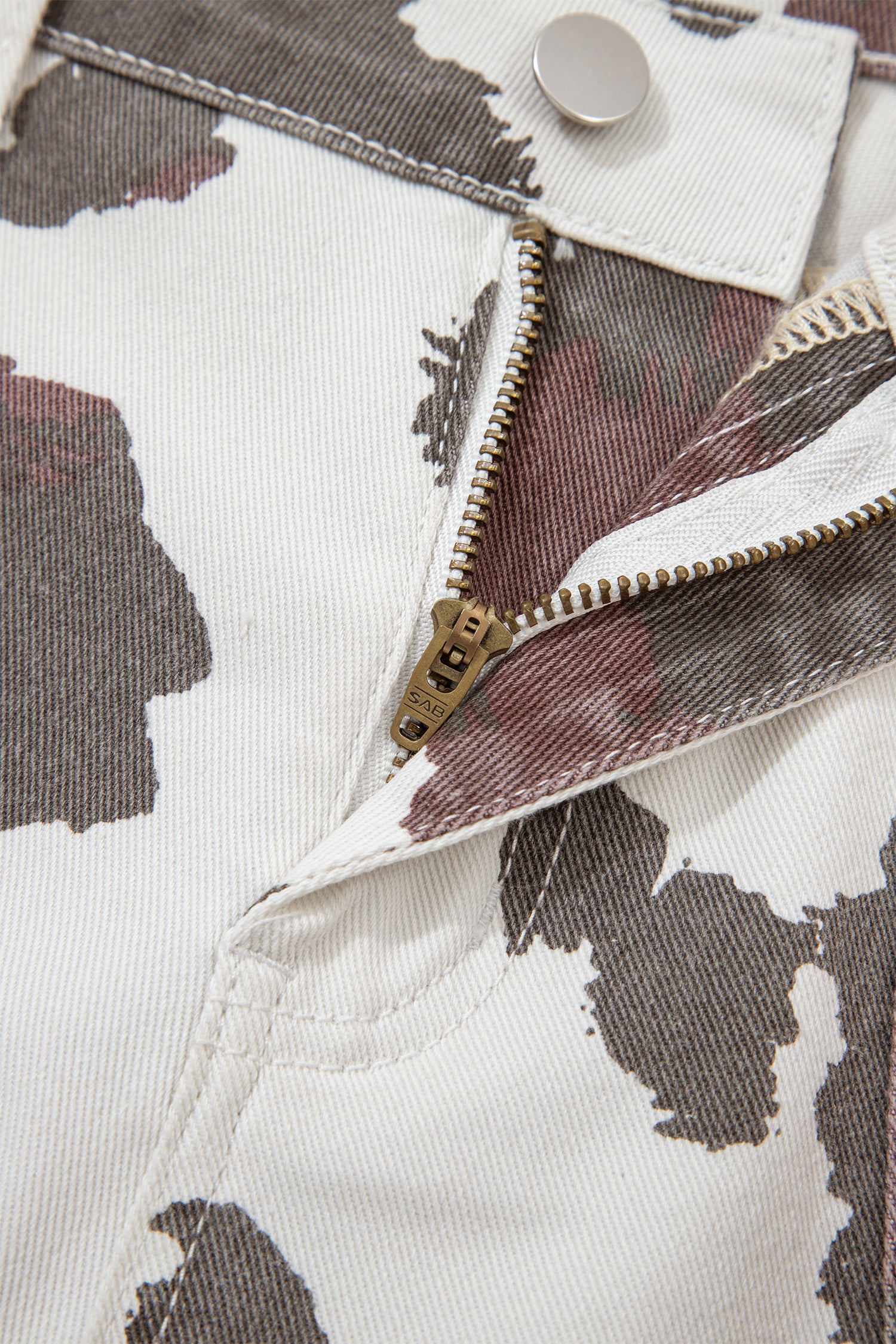 Brown Cow Spots Printed Multi Pocketed Jeans