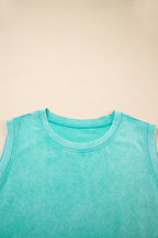 Phalaenopsis 2 Pieces Mineral Wash Cotton Tank Top Lined Split Skirt Set