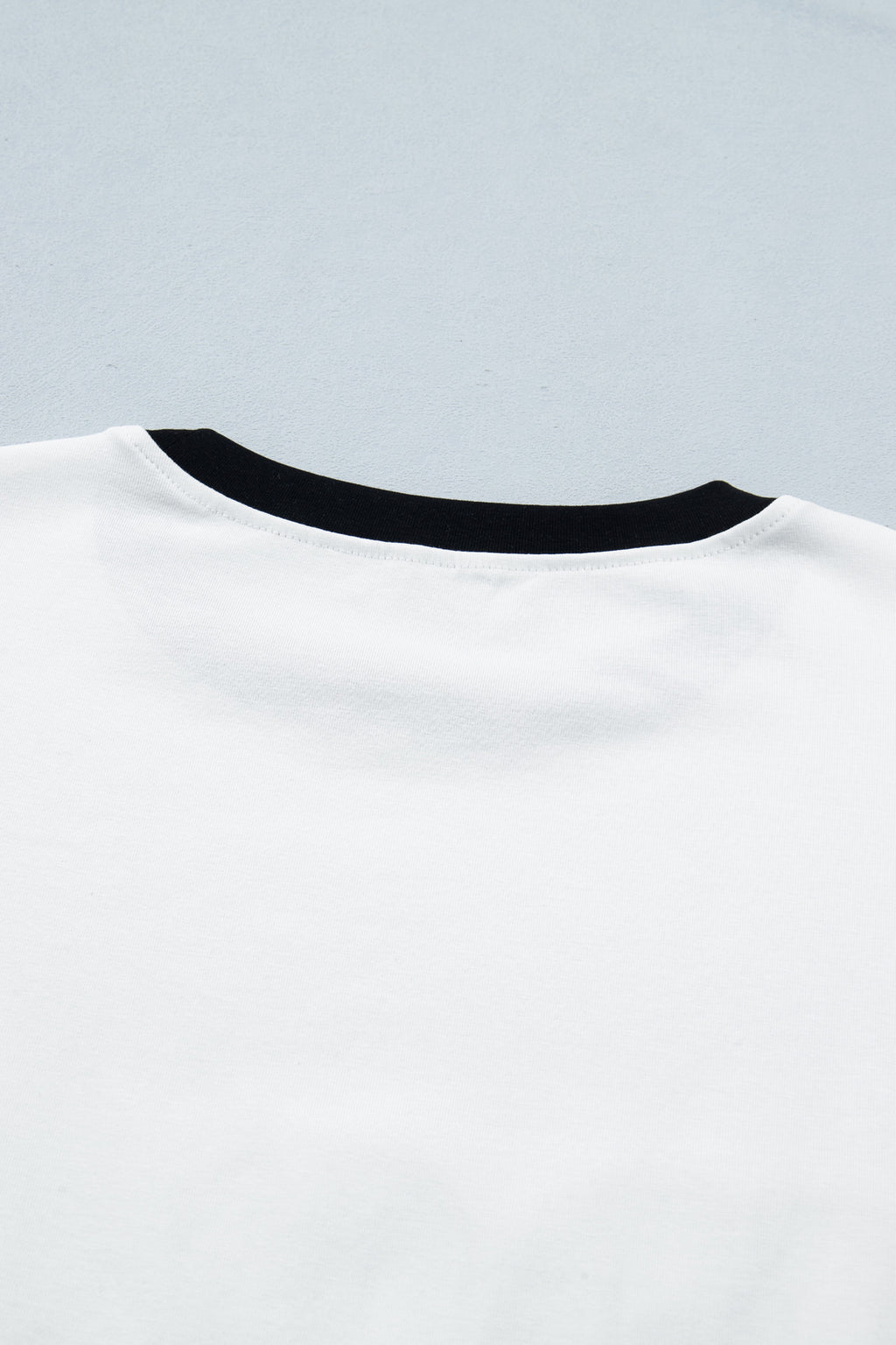 White USA Sequin Color Block Trim Loose T Shirt