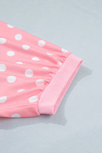 Sky Blue Polka Dot Oversized Top Drawstring Short Set