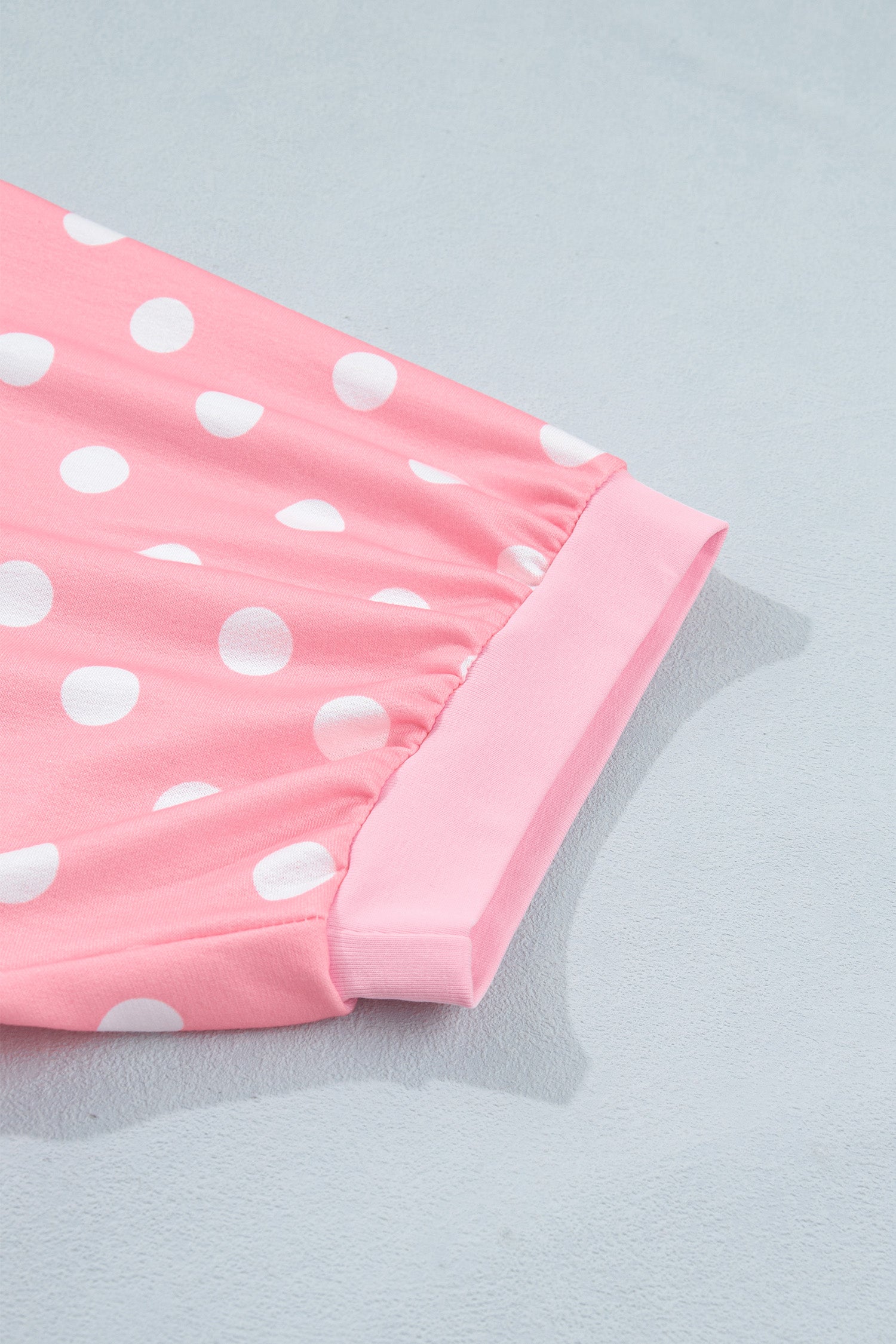 Sky Blue Polka Dot Oversized Top Drawstring Short Set