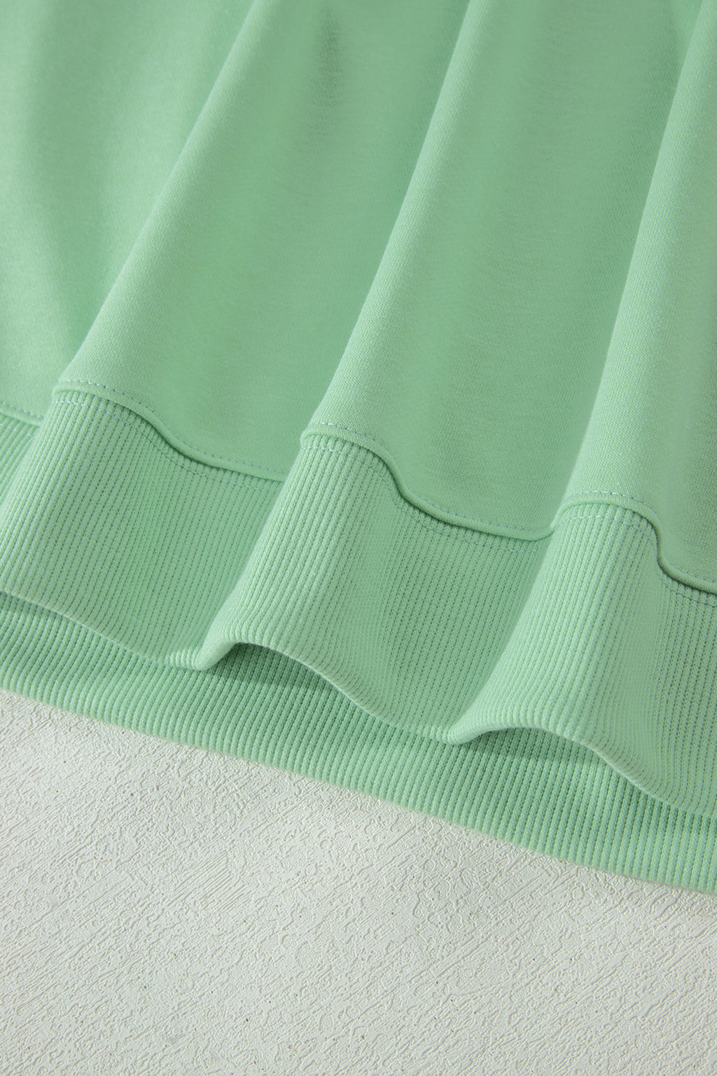 Mist Blue Solid Color Ribbed Trim Short Sleeve Top Drawstring Loose Pants 2pcs Outfit