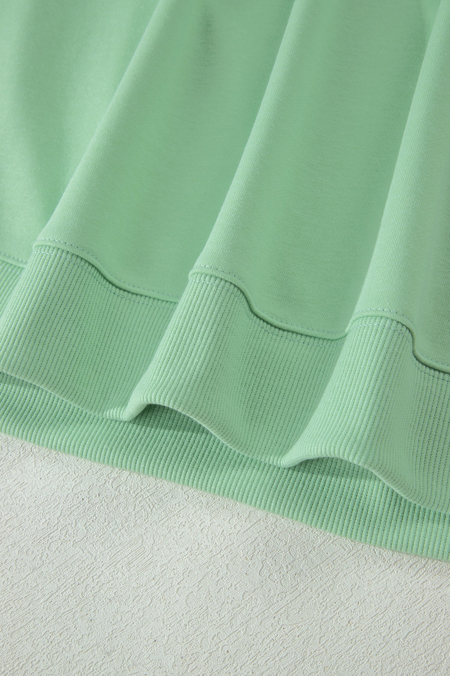 Mist Blue Solid Color Ribbed Trim Short Sleeve Top Drawstring Loose Pants 2pcs Outfit