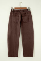 Square patch pocket ankle-length barrel jeans from Dear-Lover, featuring a stylish fit and classic denim wash.