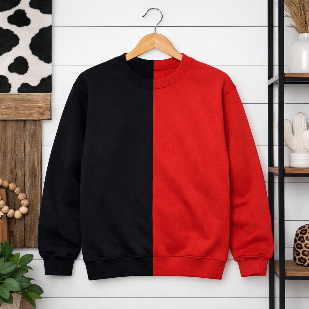 Split Crewnecks - Red and Black