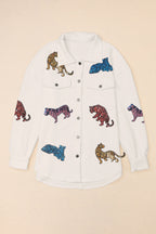 Solid Textured Flap Pocket Buttoned Shacket
