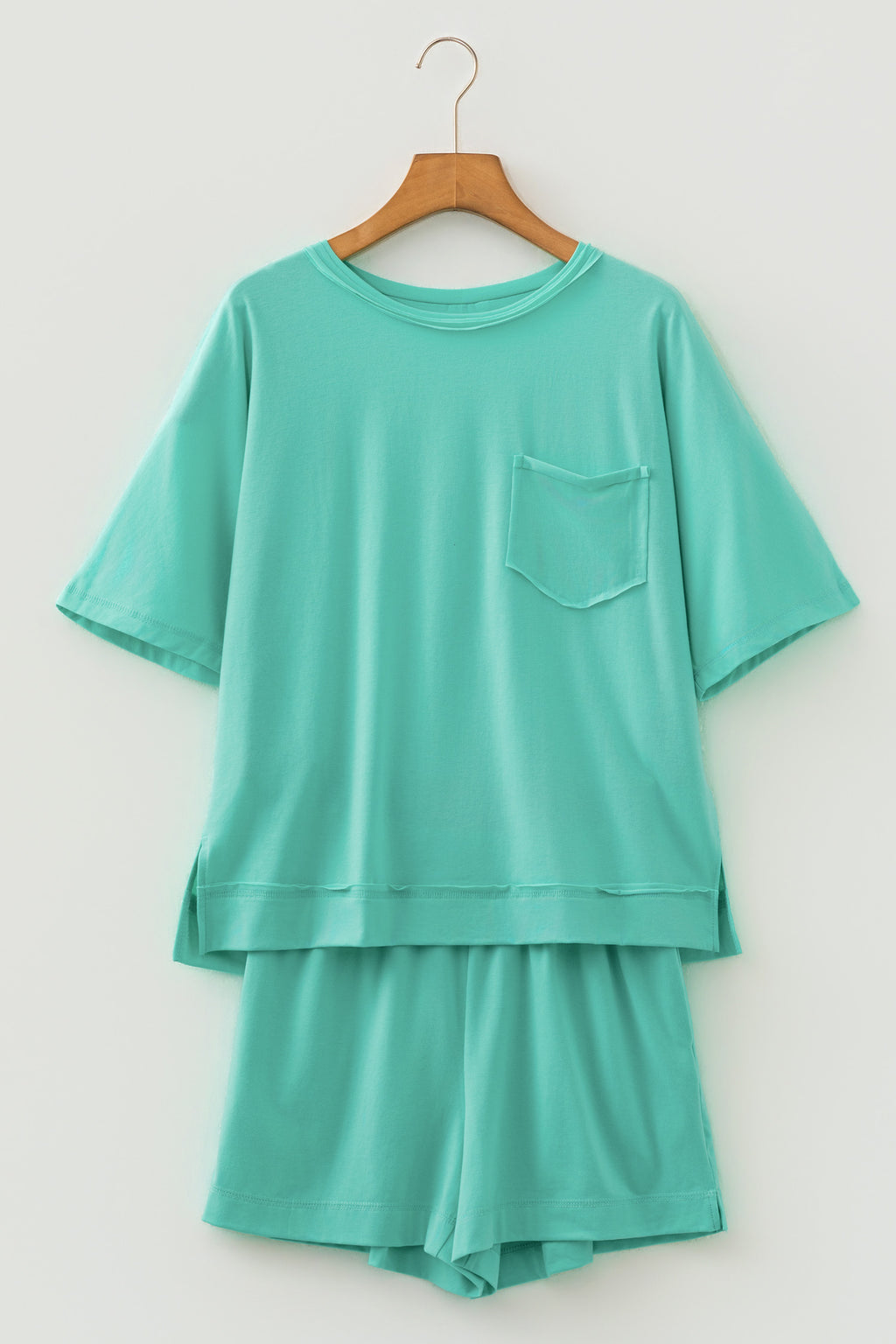 Orchid Bouquet Raw Edge Patch Pocket Oversized Top and Shorts Set