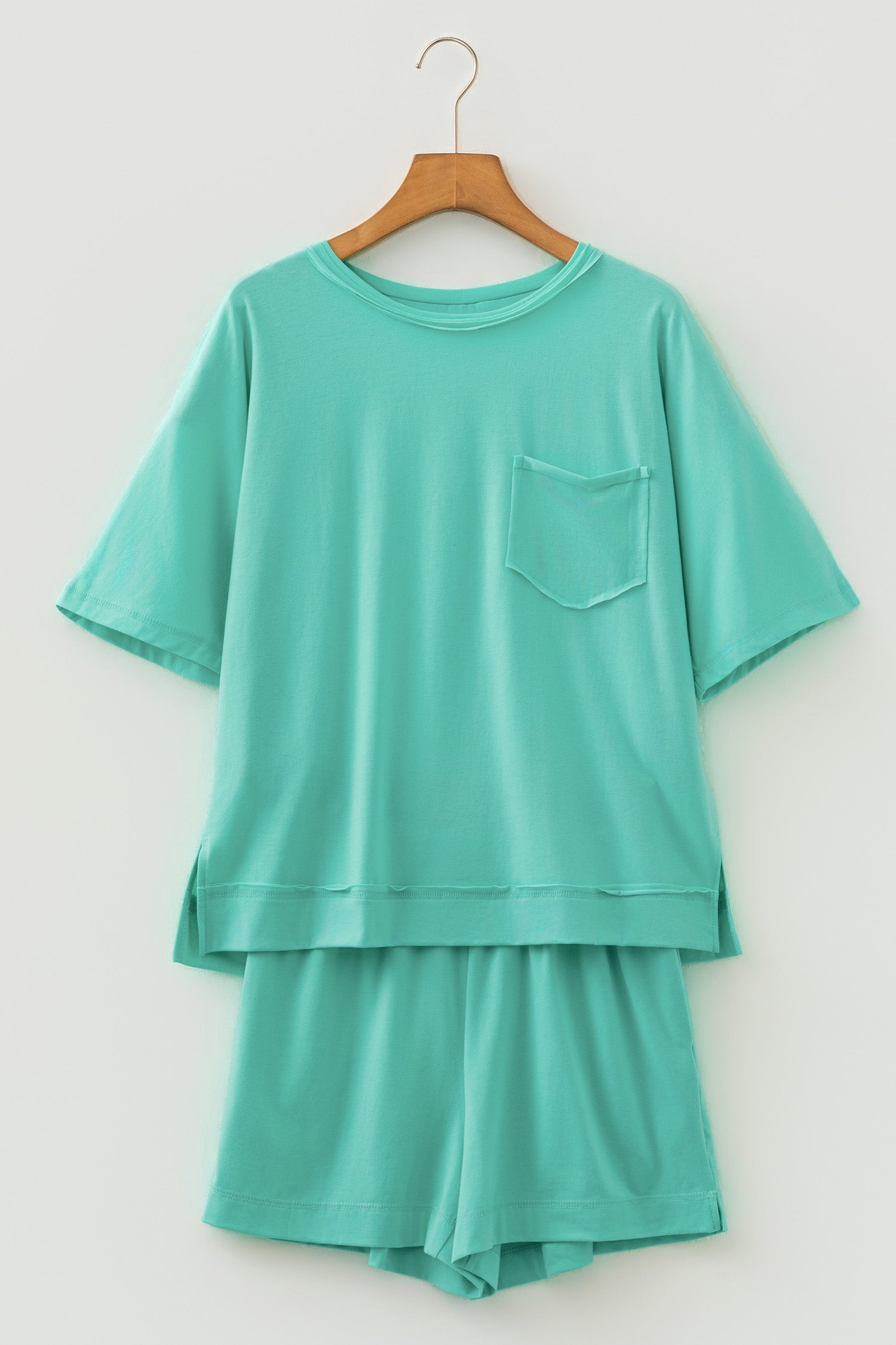 Orchid Bouquet Raw Edge Patch Pocket Oversized Top and Shorts Set