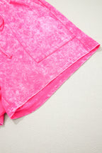 Rose Red Mineral Wash Cotton Short Set