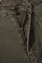 Color Square Patch Pocket Ankle-length Barrel Jeans