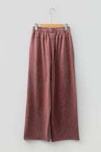 Lapis Mineral Wash Lace-up High Waist Raw Hem Patched Pocket Pants