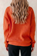 Orange Drop Shoulder Long Sleeve Round Neck Halloween Sweater