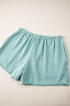 Ribbed Textured Knit Loose Fit Tee and Shorts Set