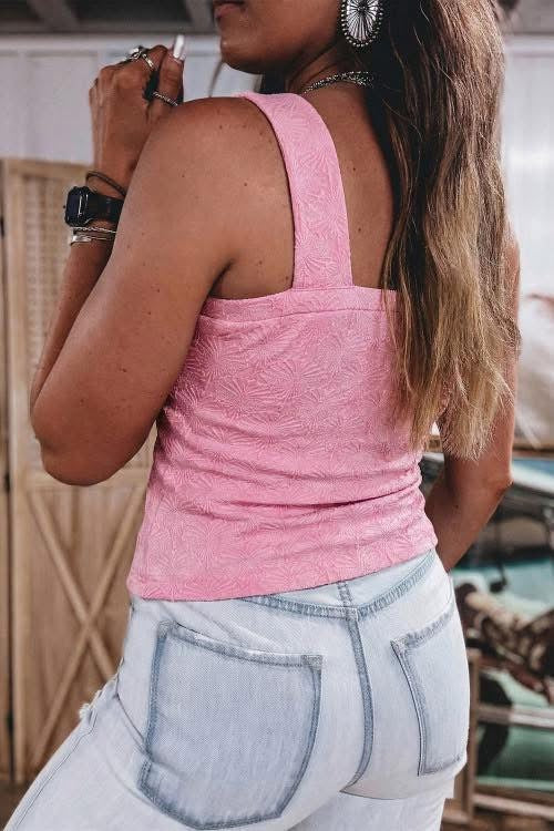 Pink Western Jacquard Slim Top