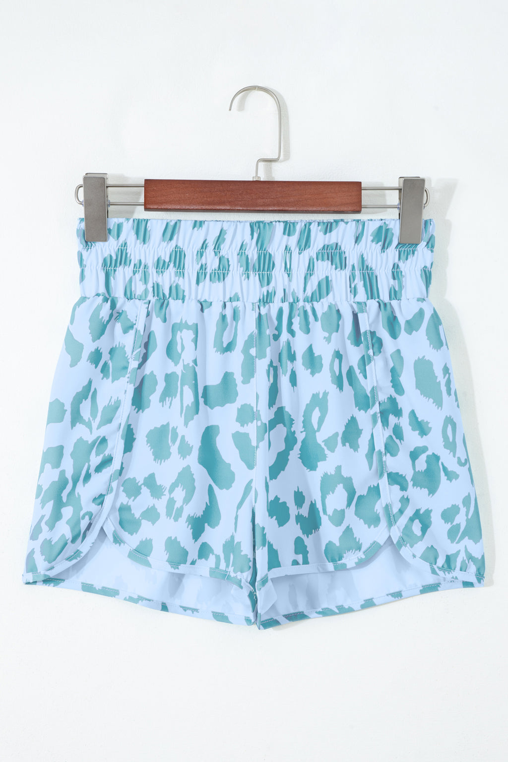 White Leopard High Waisted Athletic Shorts