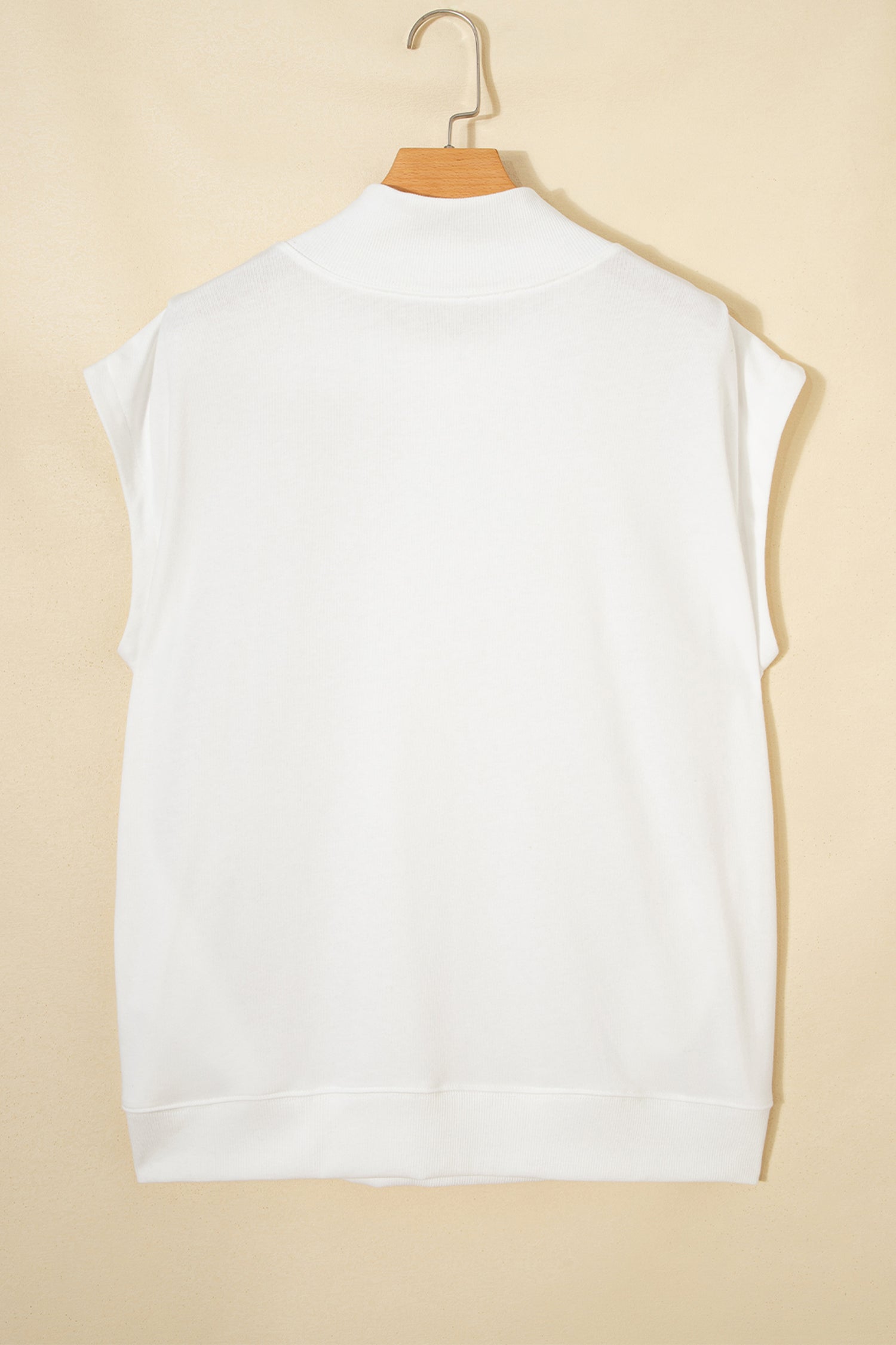 Black Solid Color High Neck Cap Sleeve Loose Top