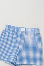 Red Gingham Printed High Waist Shorts