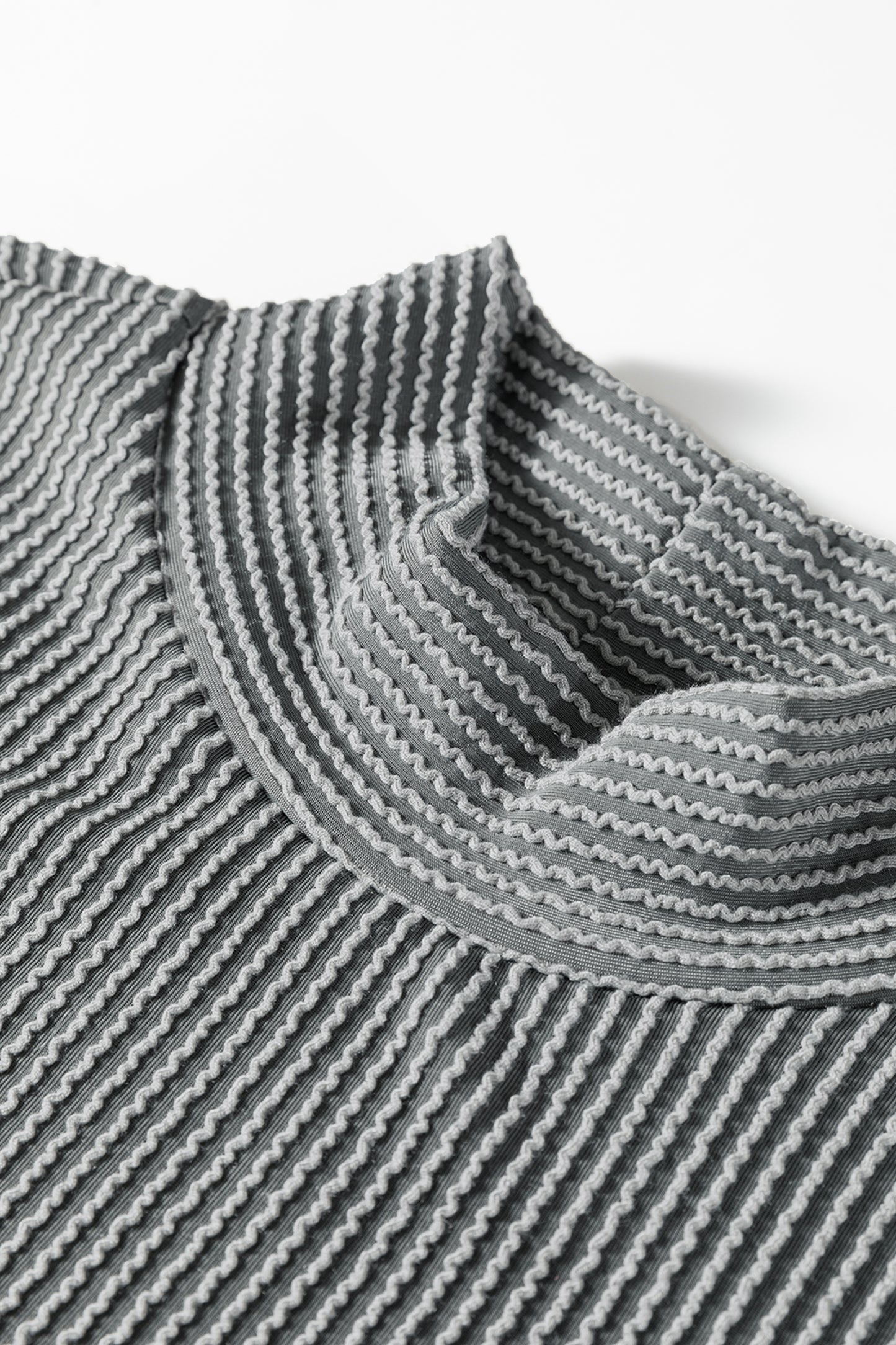 Burgundy Twisted Ribbed High Neck Loose Tee Elastic High Waist Loose Pant Set