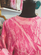 Pink camo oversized cotton crew