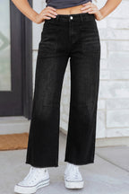 Frayed Cropped Straight Jeans