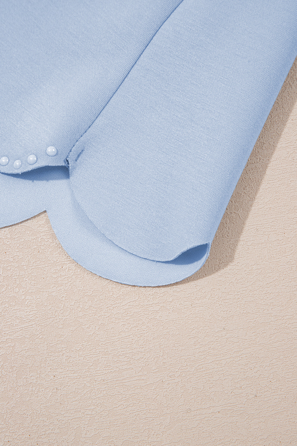 Puff Sleeve Pearl Embellished Scallop Trim Top 2 Piece Skort Set