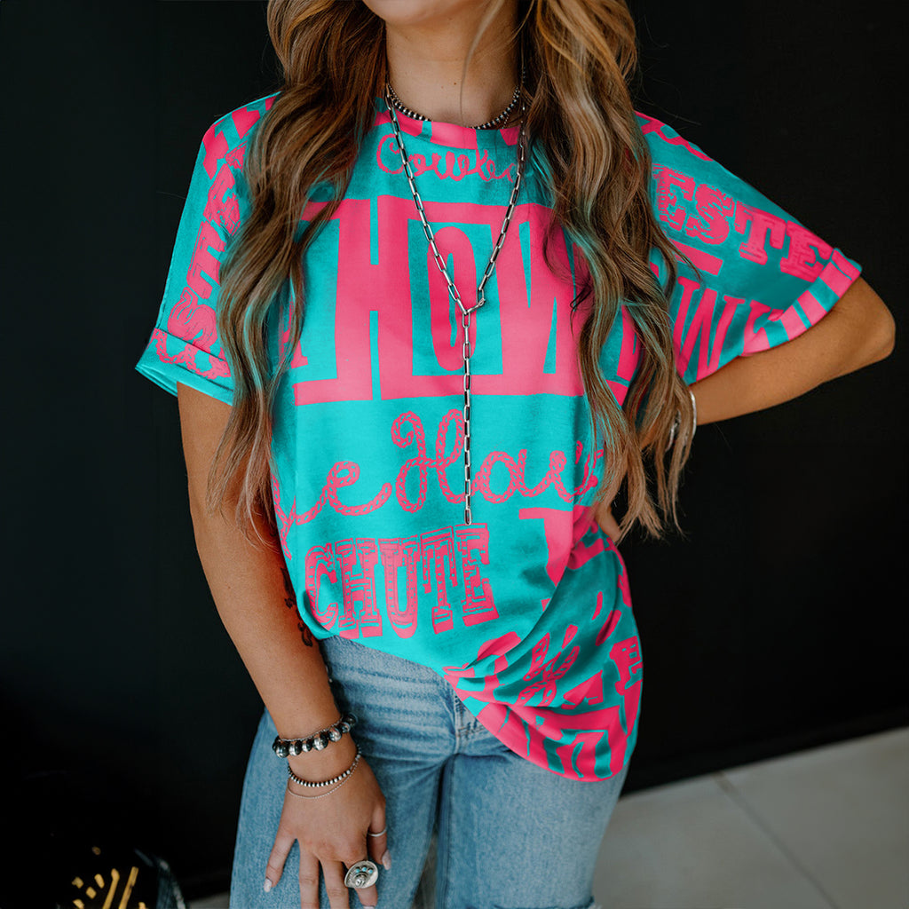 Dark Grey Howdy Cowboy Letter Printed Western Fashion Tee
