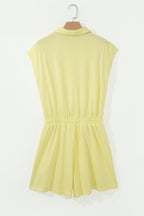 Yellow Cream Half Zip Polo Tee Elastic Waist Romper