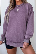 Mineral Wash Exposed Seam Side Slit Sweatshirt