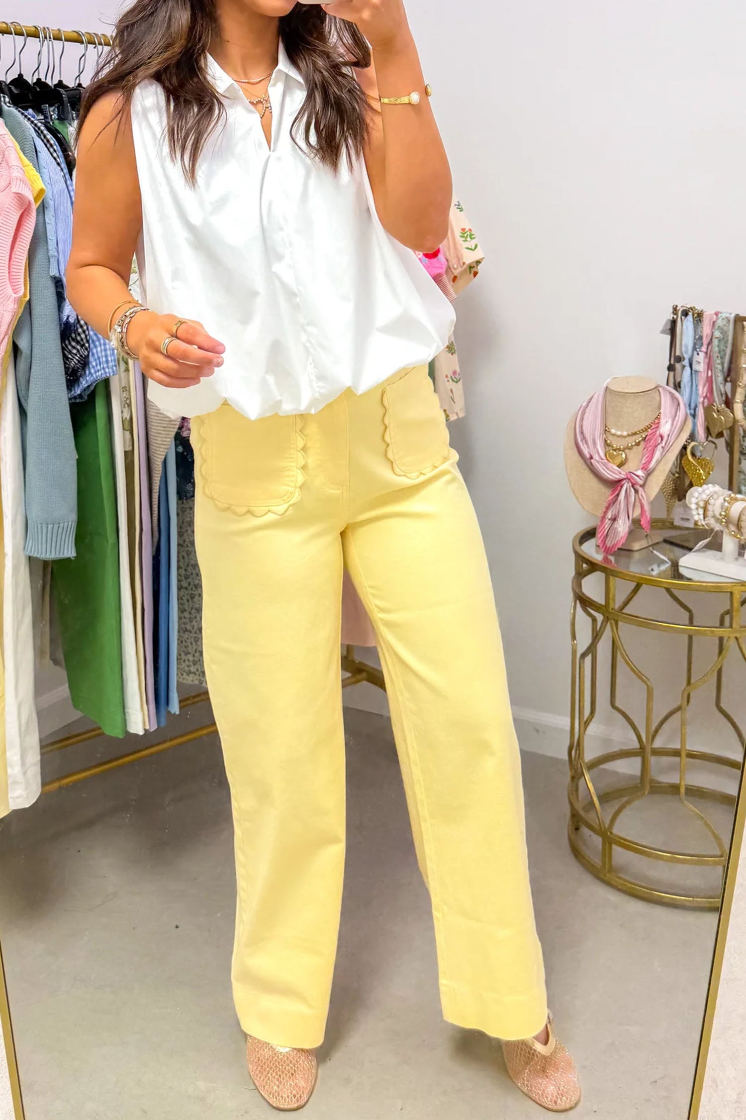 Scalloped Patch Pocket Shift Jeans