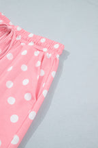 Sky Blue Polka Dot Oversized Top Drawstring Short Set