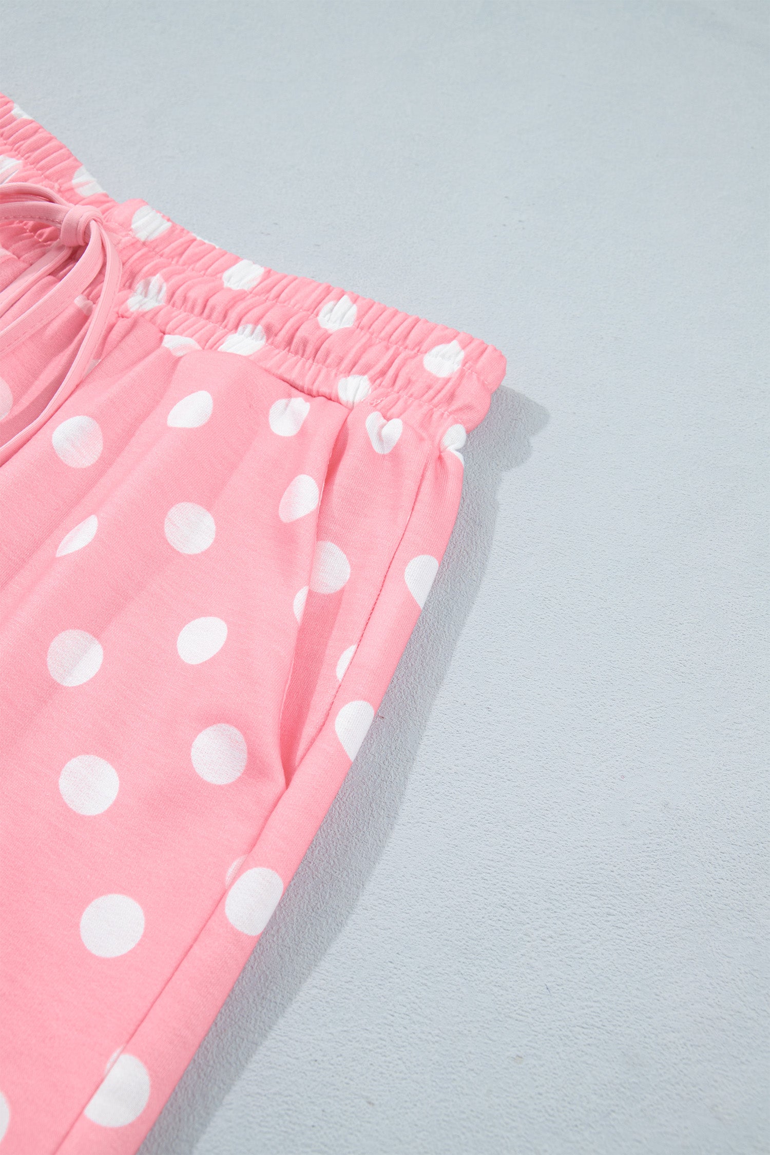 Sky Blue Polka Dot Oversized Top Drawstring Short Set