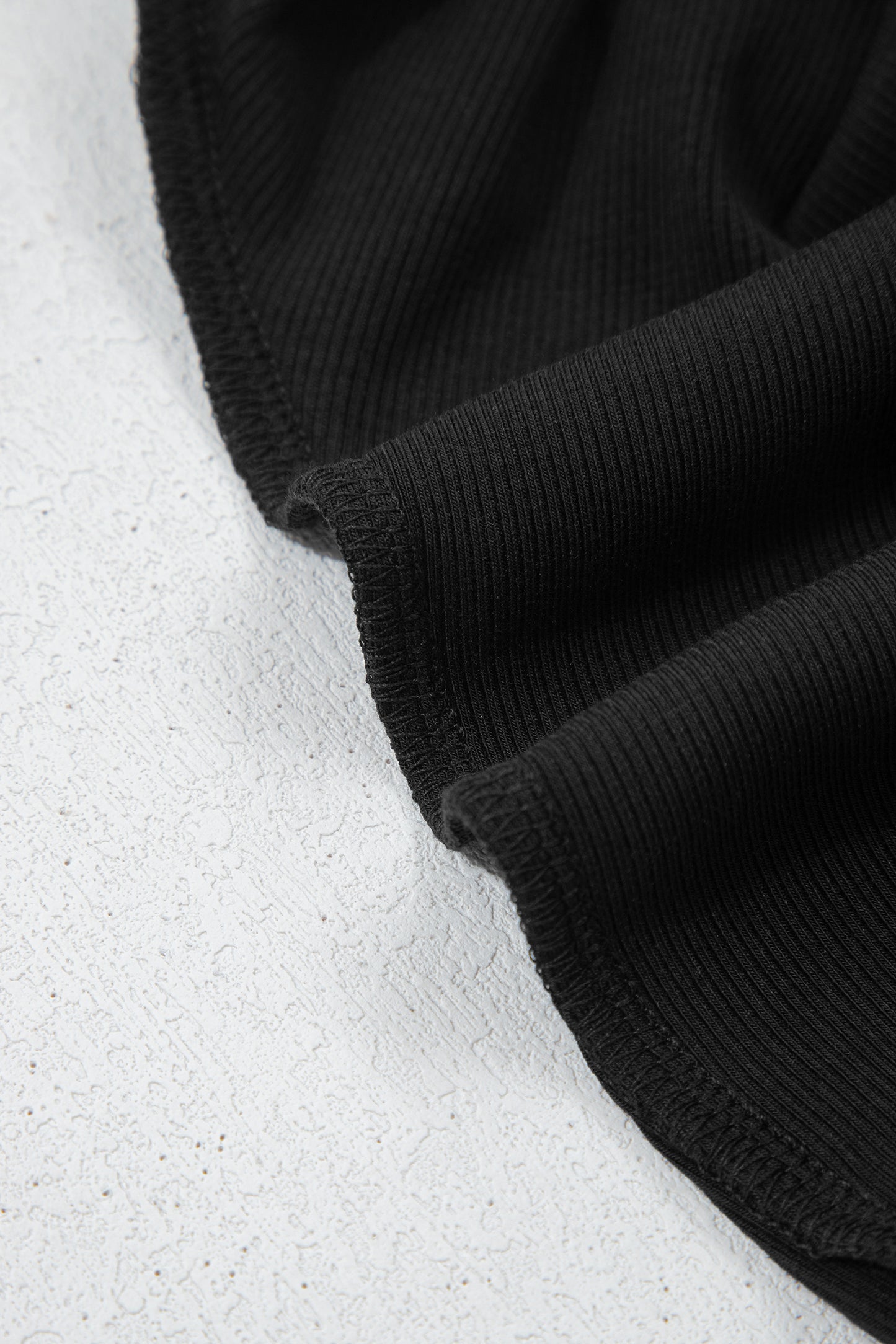 Black Solid Color Oversize Slit Sweatshirt Ribbed Leggings 2pcs Set