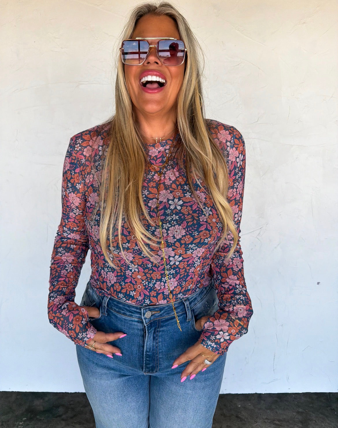 Preorder: Fall Flower Dress It Up Mesh Tops