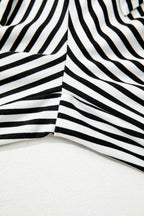 Black Stripe Tied High Waist Loose Straight Casual Pants