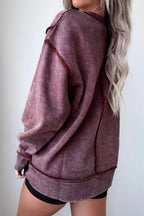 Mineral Wash Exposed Seam Side Slit Sweatshirt