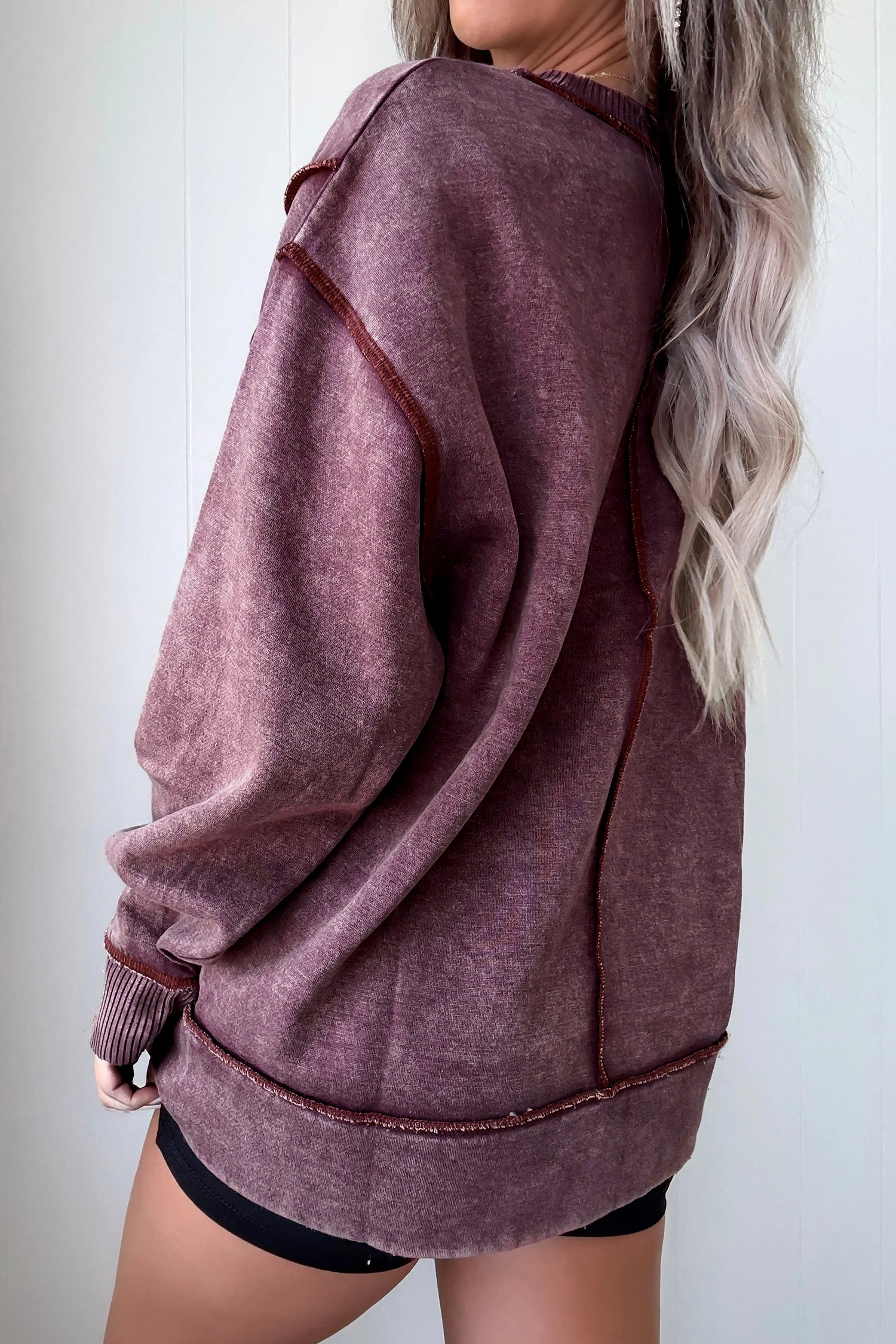 Mineral Wash Exposed Seam Side Slit Sweatshirt