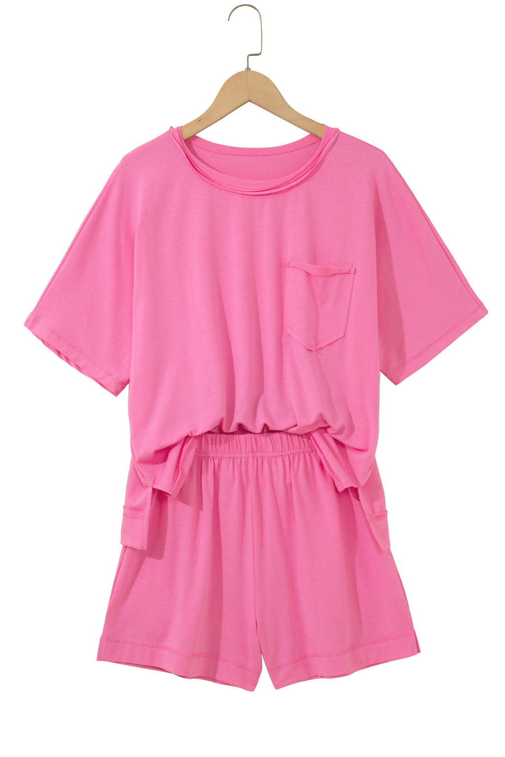 Orchid Bouquet Raw Edge Patch Pocket Oversized Top and Shorts Set