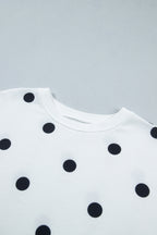 Red Polka Dot Raw Hem Relaxed Pullover Loose Skort Two Piece Set