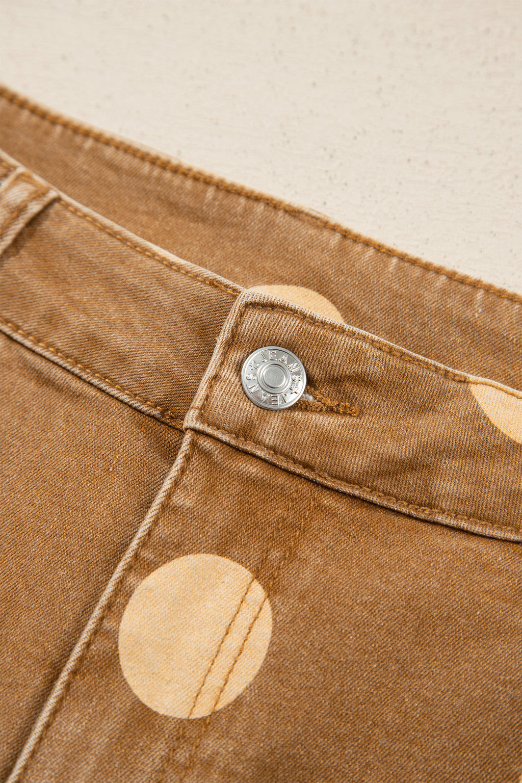 Polka dot ankle-length casual jeans with metal buttons by Dear-Lover, featuring a relaxed fit and stylish design.