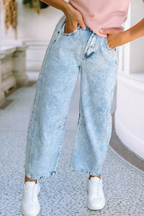 LDC Light Washed Pull on Barrel Jeans