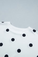 Red Polka Dot Raw Hem Relaxed Pullover Loose Skort Two Piece Set