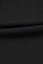 Black Textured Ruffled Sleeve Zipped Top and Wide Leg Pants Set