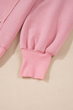 Waffle knit Bishop Sleeve Split Oversized Top